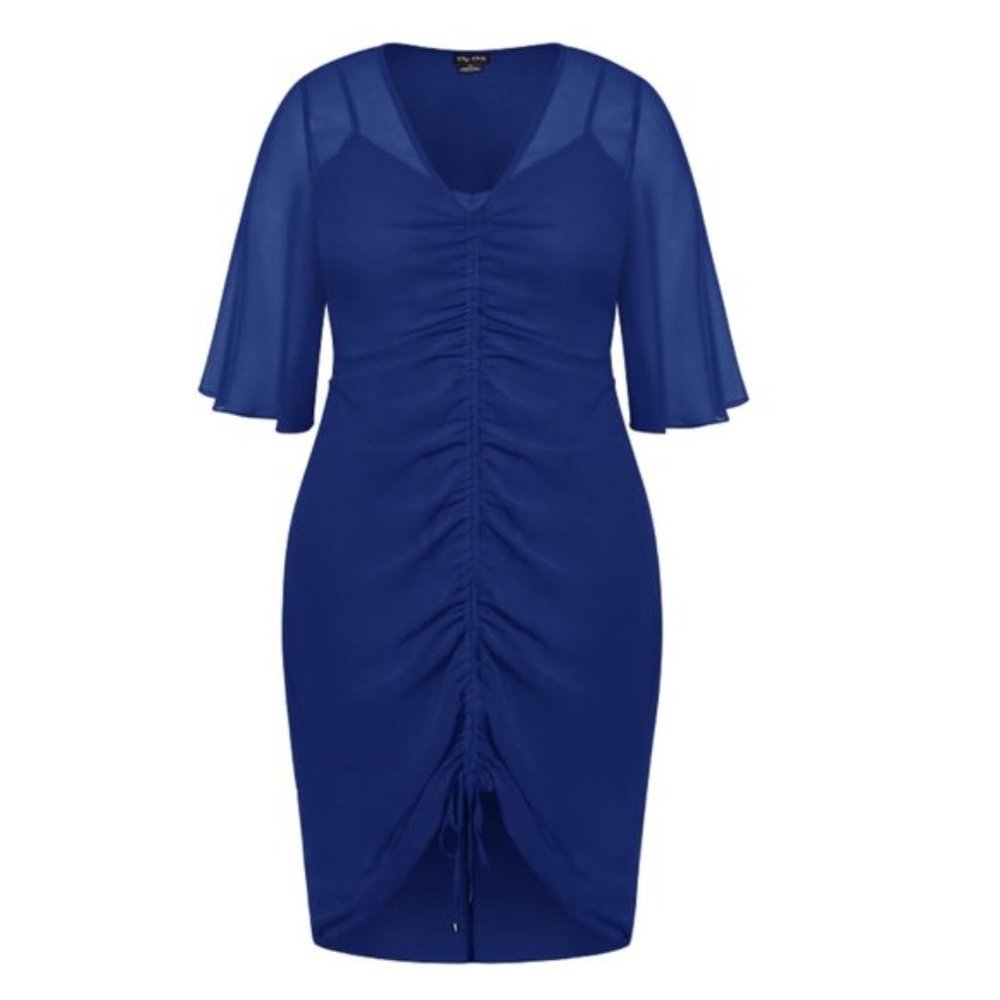 NWT City Chic Dress Drawn Up Azure L = 20 = 2X - Picture 3 of 5